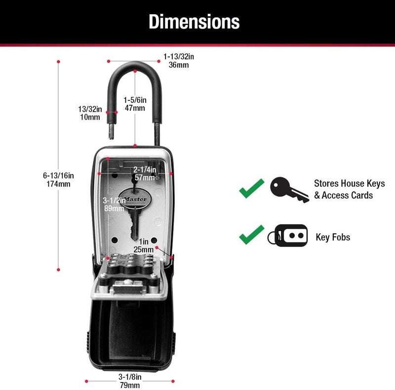 MasterLock Black Outdoor Key Lock Box with Push Buttons to Hide a Key, Easily Set, Share, and Change Combination for Tenants, Guests, Clients, Move Between Listings, 5422E - Image 5